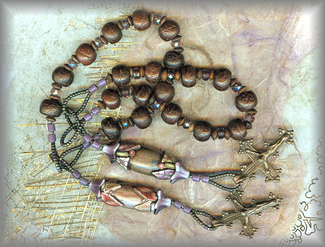 CHAPLET: bodhi seed beads with Klews Bead