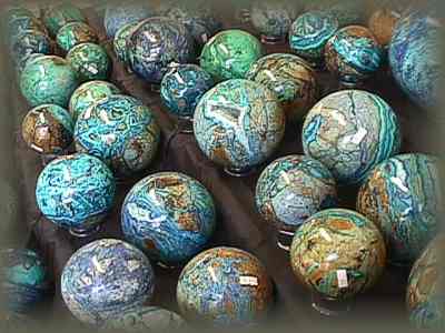 Like big blue marbles, these balls range from 2in to 8in across -