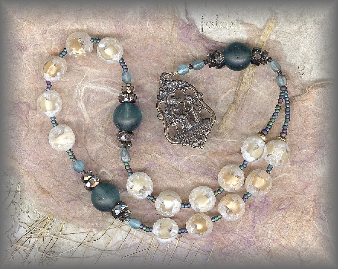 FULL IMAGE OF STe ANNE CHAPLET: antique crystal beads