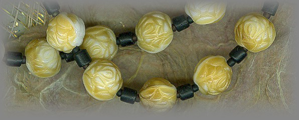 CHAPLET: closeup of antique beads