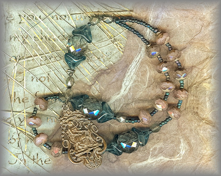 FULL IMAGE OF STe ANNE CHAPLET: Antique flower beads