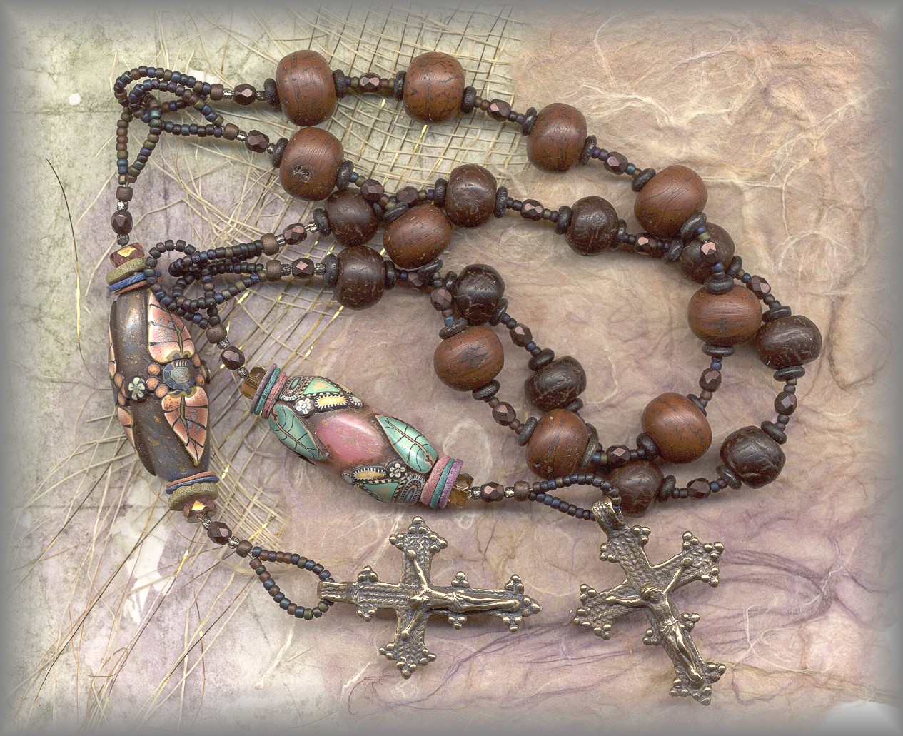 2 CHAPLETS: bodhi seed beads with Klew beads