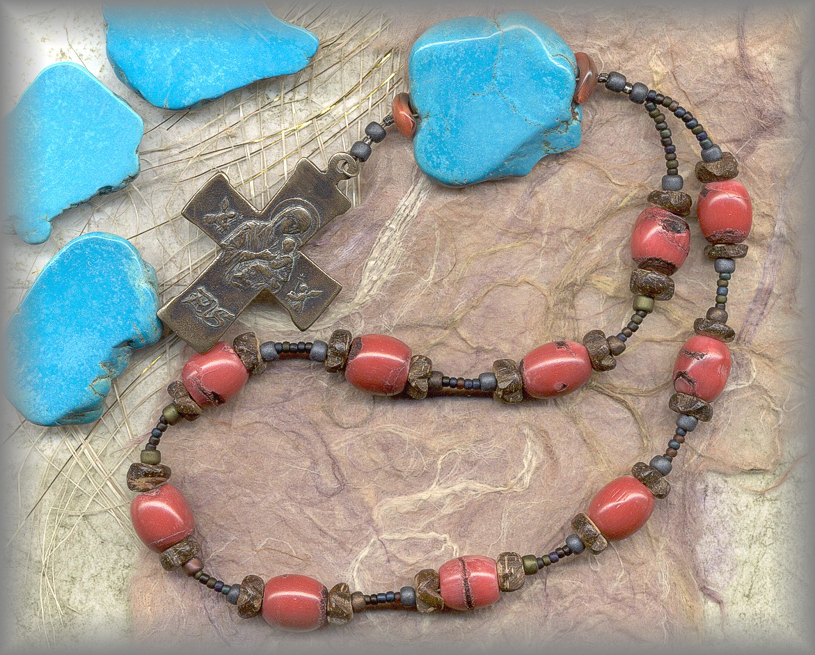 CHAPLET: full view, showing turquoise slabs