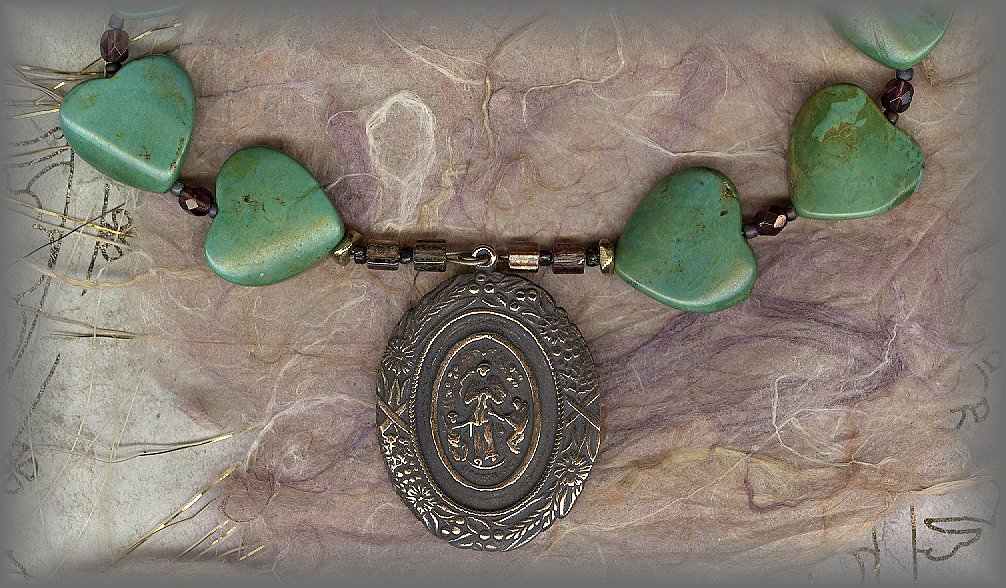 CHAPLET: Hearts carved from Turquoise