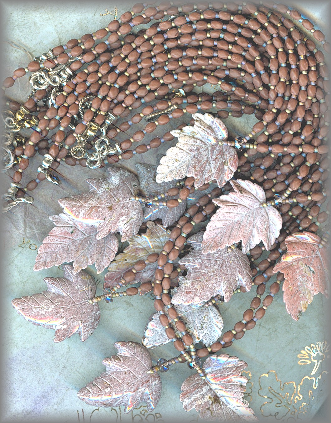Hand carved Jasper leaves