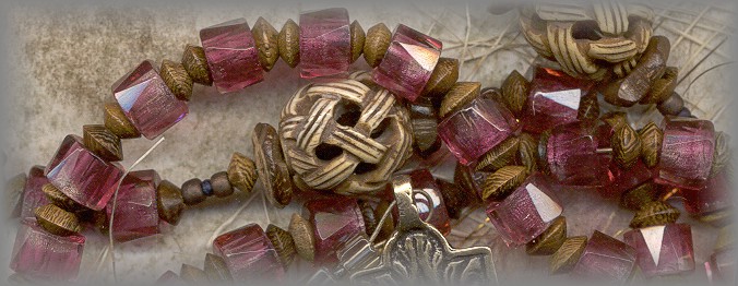 ROSARY: Hand Carved antiqued bone Paters