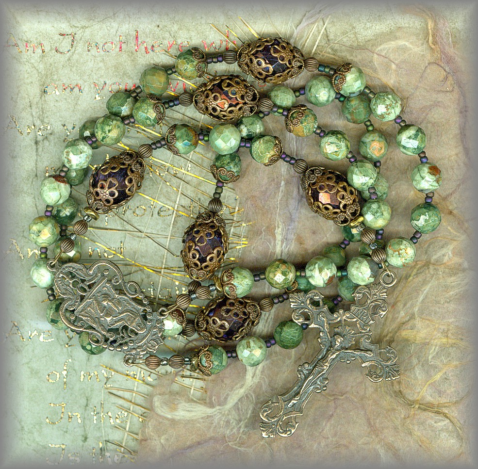 ROSARY: rare faceted rhyolite, full view