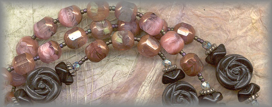 ROSARY: '8 window' pressed glass ave beads (CZ)